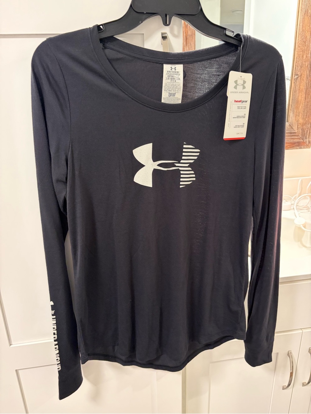 Under Armour Black Long Sleeve Logo Tee with White Graphic